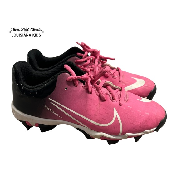 Nike 5 Youth Hyperdiamond 4 Pink and Black Softball Cleats Sports - Picture 1 of 10